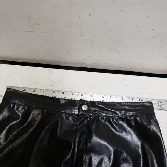 Michi by boule de neige womens large vintage PU high waisted shiny black pants - Picture 12 of 14